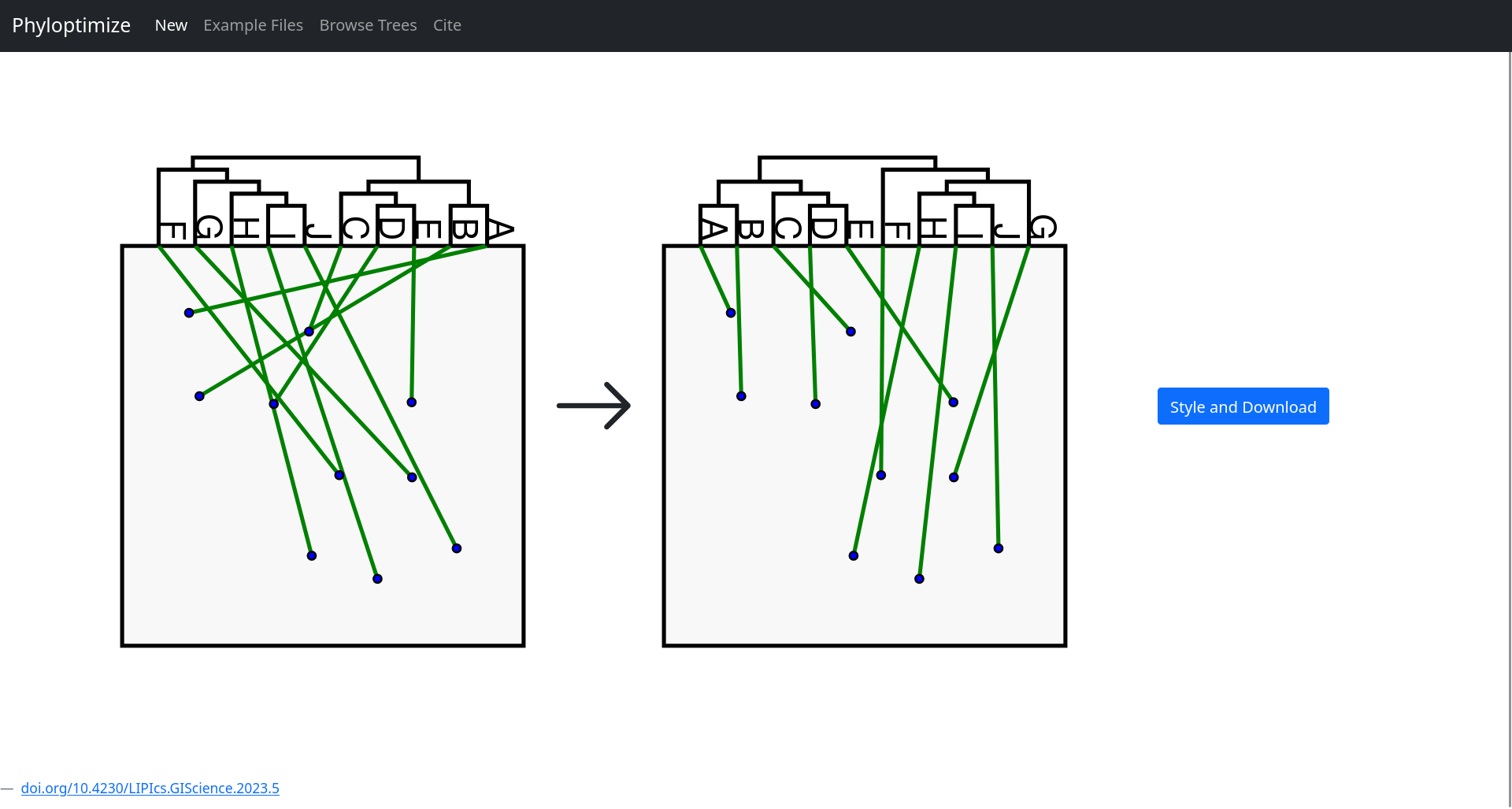 Screenshot of optimization interface